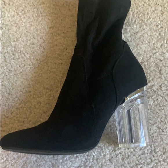 Cape Robbin iridescent heels, black suede zip, 6 - Picture 2 of 4